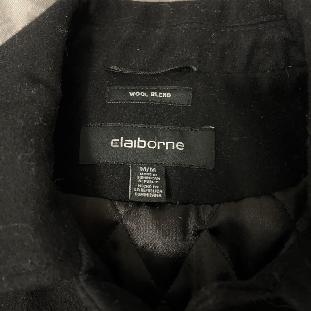 Claiborne Black Wool Pea Coat - Picture 3 of 5